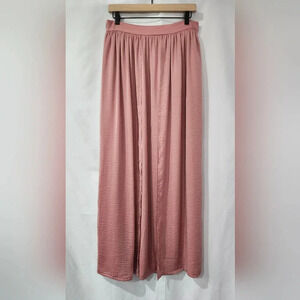 Forever 21 Contemporary Womens Maxi Skirt Size L Rose Double Slit Coquette Party